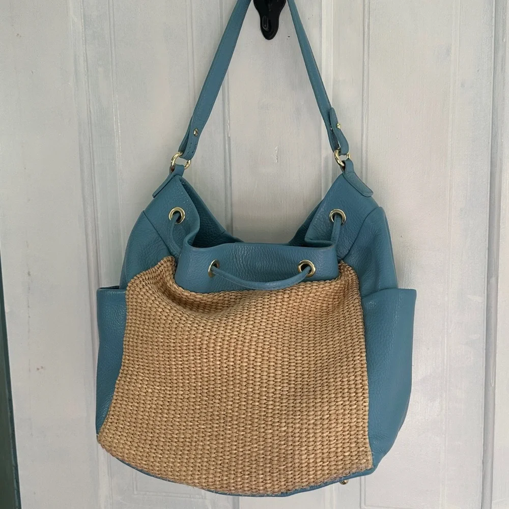 Unicai Firenze leather/straw large hobo type bag